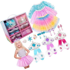 Meiteņu iztēle Princess Dress Up Set Collection Safe Un Princesses Jewellery Box rotaļlieta, lai stimulētu radošo spēli. Komplekts meitenēm no 4 līdz 6 gadiem. Saģērbt