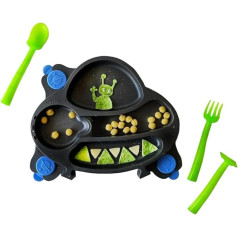 Constructive Eating Ražots ASV | Constructive Baby | Spacedust UFO Plate | Split Suction Plate zīdaiņiem, zīdaiņiem un bērniem - izgatavots no drošībai pārbaudītiem materiāliem