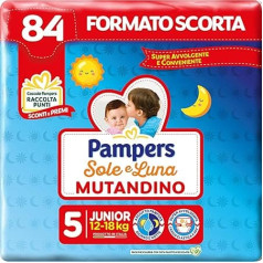 Pampers Sun and Moon biksītes Junior 5. izmērs, 12-18 kg, 84 autiņbiksītes