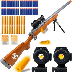 AGM MASTECH M24 Soft Foam Toy Gun, izmetamās lodes apvalka dizains, uzlabots šautenes tālrunis, 40 Soft Foam šautenes, 20 patronu uzmavas, 2 magazīnas. (brūns)