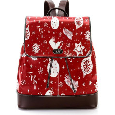 Personalisierte Schultaschen Büchertaschen für Teenager, Weihnachtsdekoration, Glocken, Süßigkeiten, Socken, Schneeflocke, Rot, Mehrfarbig, 27x12.3x32cm, Rucksack Rucksäcke