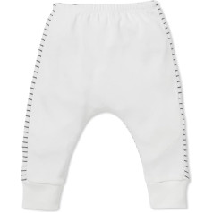 MORI Baby-Yogahose für Jungen und Mädchen, grau gestreift und weiß — Unisex-Hose aus Baumwolle im Haremsstil mit elastischem Bund und Gesäßtasche — 18—24 Monate