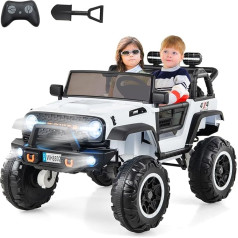 COSTWAY 2 vietų elektrinis automobilis vaikams, 24 V vaikiška transporto priemonė su nuotolinio valdymo pulteliu, elektrinė transporto priemonė su muzika, pasakojimais, USB ir garso signalu, džipo automobilis berniukams ir mergaitėms