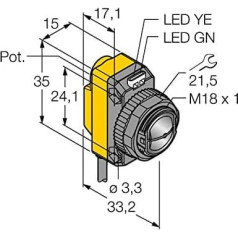 3061642 - QS18VP6CV15, optisks sensors Winkellichttaster