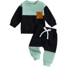 Geagodelia Baby Boys Clothing Outfit Baby Clothing Set Sweatshirt Long Sleeve Shirt + Trousers Newborn Soft Baby Set Patchwork 2-Piece