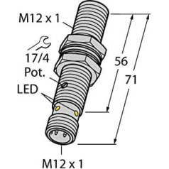 Turck Kapacitatīvais sensors BC3-M12-AN6X-H1141 2601012 bündig NPN, slīpais (Ø x L) 12mm x 71mm