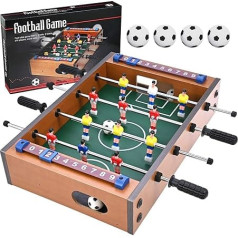 GOLDGE Table Football, Table Football, Football for Children and Adults with 4 Footballs, 34.5 x 23 x 8 cm, Wood, Multi-Colour