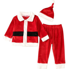 hhsbeauty Toddler Bērnu zēni zēni meitenes Ziemassvētku apģērbu komplekts garām piedurknēm T-krekls topi samta Ziemassvētku Santa bikses cepure kostīmu apģērbs komplekts bērnu lietas zēniem