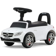 Milly Mally Mercedes AMG C63 Coupe S Ride-On Car for Children from 1 Year Old, Interactive Ride-On Car with Horn and Engine Noises, White