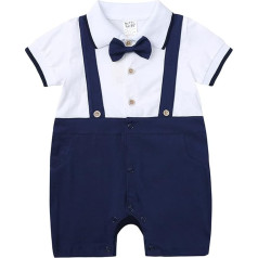 Toddler Outfits for Infant Newborn Baby Boys Gentleman Suit Bowtie Romper Colour Block Short Sleeve Outfits Jumpsuit Clothes