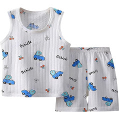 GUSUTZX Toddler Boys meitenes bez piedurknēm apģērbs Kids Kids pidžamas naktsveļa Cartoon Car Tops šorti apģērbi Baby Boy vasaras apģērbu komplekts Toddler apģērbi