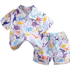 GUSUTZX Baby Boys apģērbu komplekts Dinosaur Print krekls īsām piedurknēm pogas uz leju Top vasaras toddler apģērbs Kids Party