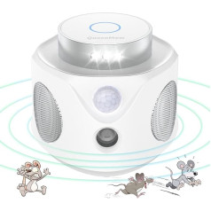Ultragarsinis pelės ir žiurkės 360°, ultragarsinis pelės prietaisas su stroboskopinėmis šviesomis ir PIR, ultragarsinis pelės repelentas graužikams, pelėms, voverėms, vorams, tarakonams