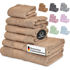 BOAZHAN Hand Towel Set, 2 x Large Hand Towels + 2 x Hand Towels + Bath Mat + Hair Turban [100% Cotton], Absorbent, Colourfast, Quick-Drying, Choice of Colours