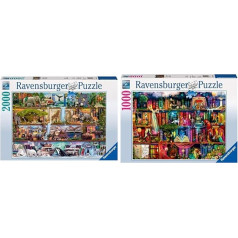 Ravensburger Puzzle 16652 - Aimee Stewart: Great Wildlife - 2000 Pieces Puzzle & Puzzle 19684 - Magic Fairy Tale Hour - 1000 Piece Puzzle for Adults and Children, Detailed Fantasy Puzzle