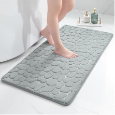 chakme Memory Foam vannas paklājs, vannas paklājs, absorbējošs vannas paklājs, vannasistabas paklājs, dušas paklājs, dekoratīvs durvju paklājs, neslīdošs paklājs vannas istabai, viesistabai, 60 x 120 cm, gaiši pelēks