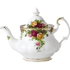 Royal Albert Old Country Roses Geschenk-Vintage Servierset für 4 Tassen mit Bone China Mittelgroße Blumenmuster 0,8 Liter, Knochenporzellan, Teekanne, 0,8 l, 1 Count (Pack of 1)