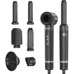 110000 RPM matu žāvētāja birste Air Styler Set,7 in 1 Warmluftbürste Haarstyler,Ionen Haartrockner mit Föhn,Links Rechts Lockenstab, Rundbürstenföhn,Stylingbürsten,Air Styler Thermal Brush