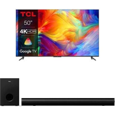 TCL 50P739 50 collu televizora komplekts + TCL S522WE 2.1 kanāla 200W skaņu panelis