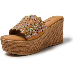 JOMIX Sieviešu sandales Summer Platform Glitter Mules Wedge Heel Sandal ar Rhinestone čības