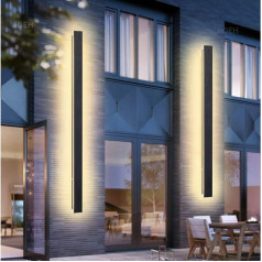 Garais sienas apgaismojums Villa Black Waterproof IP65 Aluminium Acrylic Outdoor LED dārziem, terases, guļamistabas, dzīvojamās istabas, iekštelpu sienas apgaismojums, 115 cm / 40 W, silta gaisma