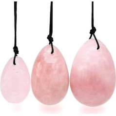 Cozhotek Rose Quartz Yoni Egg Yoni Eggs in 3 Sizes/Set for Women Health and Recovery, Kegel Exercise with German Instructions (#1 Rose Quartz)