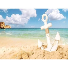 Henair 5D Diamond Painting Full Drill Set Beach Anchor DIY Diamond Painting Pictures Landscape Painting by Numbers Diamond Cross Stitch Embroidery Painting Kits Arts Craft for Home Wall Decor 30 x 40