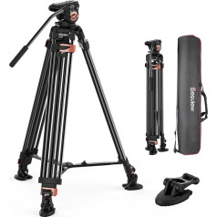 Desview Video Tripod, 76 Inch (193 cm) Aluminium Camera Tripod with Quick Release Plate and 360° Fluid Head Heavy Duty Camera Tripod for DSLR, Camcorders, Cameras, Load Capacity up to 10 kg