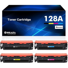 Iepakojumā 4 gabali 128A CE320A Multipack Toneris saderīgs ar HP 128A Black CE320A CE320A CE321A CE322A CE323A Laserjet Pro CM1415fn Color MFP CP1525 CP1525nw CP1525n CM1415 CM1415fnw Black Cyan Magenta Yellow