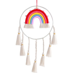 Soulnioi Rainbow Tassel sienas dekori, makrame sienas piekaramais dekors, meiteņu guļamistabas dekori, sienas rotājumi guļamistabai, piekaramais austais pušķis, sienas piekaramais dekors, Rainbow Tassel,