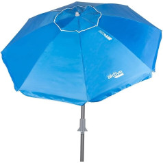 AKTIVE 62273 Pludmales lietussargs pretvēja salokāms zils diametrs 200 cm ar sudraba pārklājumu un UV 50 aizsardzību pret vēju Pludmales lietussargs Liels lietussargs Pludmales lietussargs zils sudraba liels klasisks, zils