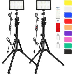 2 Packs 70 LED Video Light with 160 cm Tripod, Obeamiu 5600K USB Studio Lighting Set for Table Flat Angle Shooting, Colourful Lighting, Product Portrait, YouTube Video Photography, USB Charger