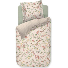 PiP Studio Good Nightingale gultas veļa Smilšu puķes Ziedu zari Putni Ziedošs koks Polka Dot svītras Apgriežams dizains Percale Izmērs: 135 cm x 200 cm