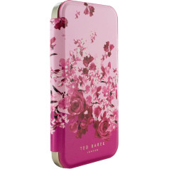 Ted Baker ALSTRIA Pink Scattered Flowers Mirror Folio telefona futrālis iPhone 12/12 Pro Gold Shell