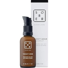 sober® Timeshift Unisex serums pret novecošanos, augstas devas gēls pret grumbām, pret tumšiem lokiem un acu maisiņiem ar tūlītēju iedarbību, 100% aktīvās sastāvdaļas, kas samazina redzamo grumbu dziļumu