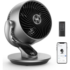 Dreo viedie galda ventilatori guļamistabai, 120°+90° svārstveida ventilatori ar tālvadību/vizuāru/Wifi/Alexa kontroli, jaudīgs 70 pēdu gaisa cirkulācijas ventilators, 4 ātrumi, 5 režīmi, 12H taimeris, 9 collu kluss ventilators birojam, mājai