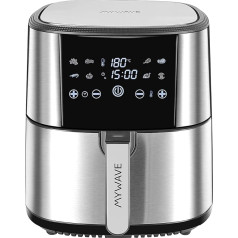 MYWAVE MWFRE-1800 Hot Air Fryer, Ideal for Oil-Free Cooking, Stainless Steel, Steel