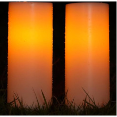 CXMYKE 25 x 10 cm Solar Pillar Candles Outdoor Waterproof - atkārtoti lietojamas lielas nedegošas sveces ar saules enerģiju un krēslas sensoru - ideāli piemērotas laternai, dārza kempingam - 2 komplekti