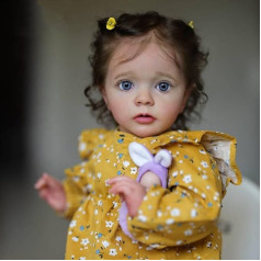 Anano Reborn Baby Dolls Girls Realistic Missy 24 Inches 61 cm Reborn Toddler Dolls Boy Reborn Doll Realistic Doll Open Eyes with Yellow Romper Birthday Gift for Children 3+