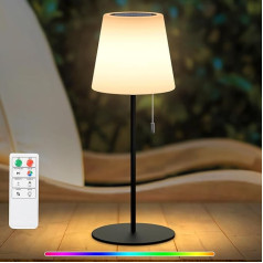 NiceBuy Saules galda lampa āra LED galda lampa ar akumulatoru un USB uzlādējama ar tālvadības pulti Galda lampa bezvadu dimmable RGB 8 krāsas Ūdensizturīgs IP44 kempingam dārzā ārā (melns)