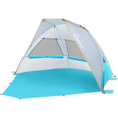 WolfWise Beach Shelter with UV Protection 50+, 6-7 Person Beach Tent, Sun Protection, Wind Protection with Expandable Base, Baby Sun Tent, Automatic Portable Mini Pack Size for Family, Camping,