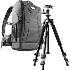 Mantona Scout Trekking 2 in 1 Set (inkl. Trekking Fotorucksack und Kamerastativ Scout 142 cm, geeignet für DSLR- und Systemkameras, mit Diebstahlschutz)