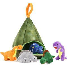 MorisMos Dinozaurs Teddy Pildīti Rotaļlietas 30cm Green Mum Dinosaur ar mazuli iekšpusē Cuddly Plīša rotaļlieta zēniem pūkains Dinozauri dāvanas bērniem dzimšanas dienas dekorēšana