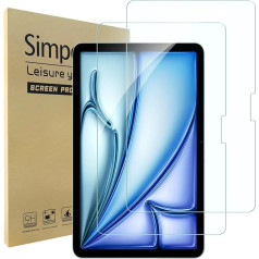 Simpeak Pack of 2 Protective Glass Compatible with iPad Air 11 Inch M2 2024, 9H rūdīta stikla aizsargstikla ekrāna aizsargstikls Screen Protector [Scratch-Resistant] [Bubble-Free]
