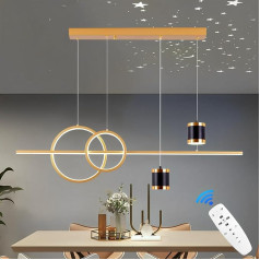 Qiaomao LED piekaramais apgaismojums Ēdamgalds Piekaramā lampa Dzīvojamā istaba Modern 49 W Starry Sky Converged lustra Dimmable Piekaramā gaisma ar tālvadības pulti Ēdamistabas lampa 120 cm Regulējams augstums Zelts