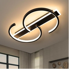 LUOLONG LED griestu gaisma Dimmable Griestu gaisma melna Dzīvojamās istabas lampa 55 W ar tālvadības pulti 2 gredzeni Apļa griestu gaisma Guļamistabas lampa Darba kabinets Moderns LED griestu apgaismojums 60 cm melns