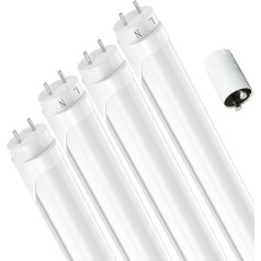 JESLED LED spuldze, 120 cm, T8 G13 LED luminiscences spuldze bez mirgošanas, 18 W, 2970 lūmeni (165 lm/W), vēsā baltā krāsā, 6000 K, ietver starteri, neona LED spuldze, biroja lampa, 4 gab. komplektā