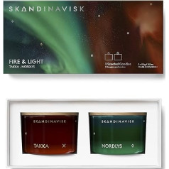 Skandinavisk NORDLYS 'Northern Lights' dāvanu komplekts - TAKKA 'Fire Pit' aromātiskā svece - vegāns. FSC sertificēts iepakojums. 90 g (2 gab. iepakojumā)