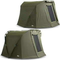 Lucx® Caracal Bivvy + Winterskin 1 līdz 2 cilvēku makšķerēšanas telts + Throw 2 Person Carp Tent + Overwrap Angler Tent Carp Dome + Skin 10,000 mm Hydrostatic Head