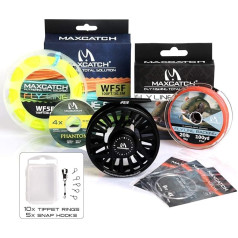 MAXIMUMCATCH Fliegenrolle Avid Serie Fliegenfischen Rollen groß Arbor Angelrolle in 1/3, 3/4, 5/6, 7/8, 9/10wt, 5 Farbe Wahl (Schwarze Rolle+Schnüre Combo, 7/8wt)